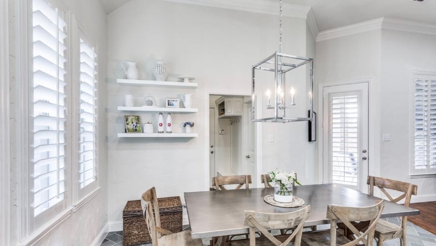 Plantation shutters in a kitchen